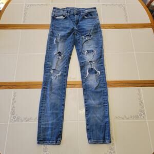 American Eagle Womens Distressed Blue Jeans Next Level Flex Low Rise 28x32